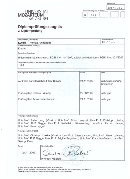 2. Diplom-Zeugnis